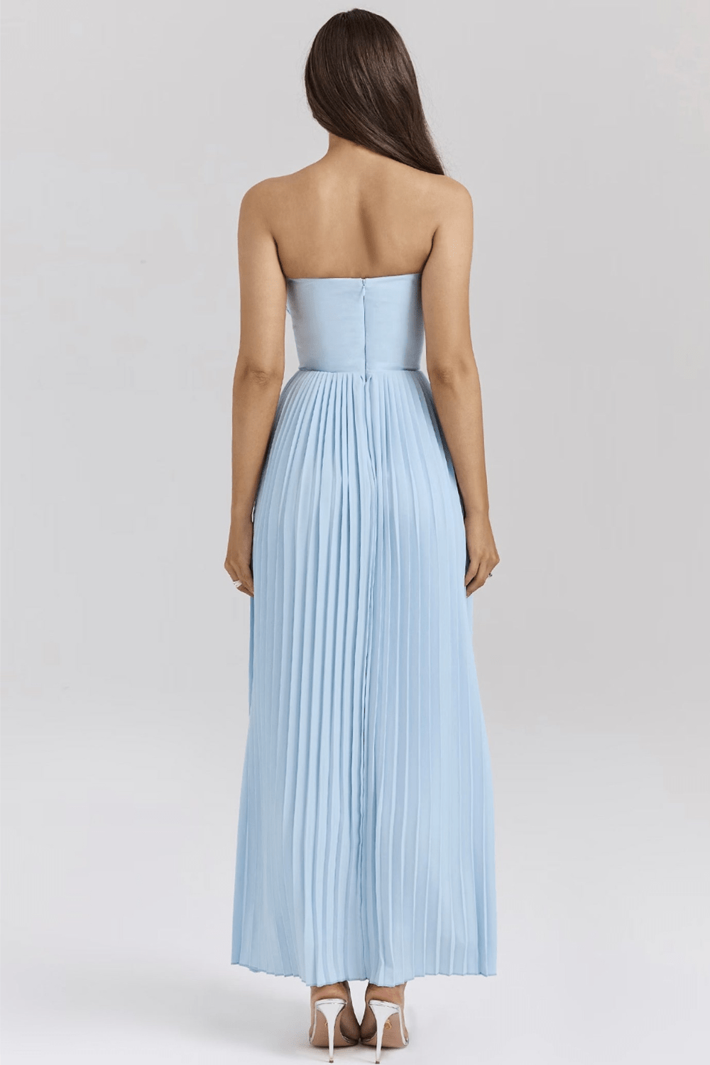 ELIN | Vestido maxi plisado azul claro