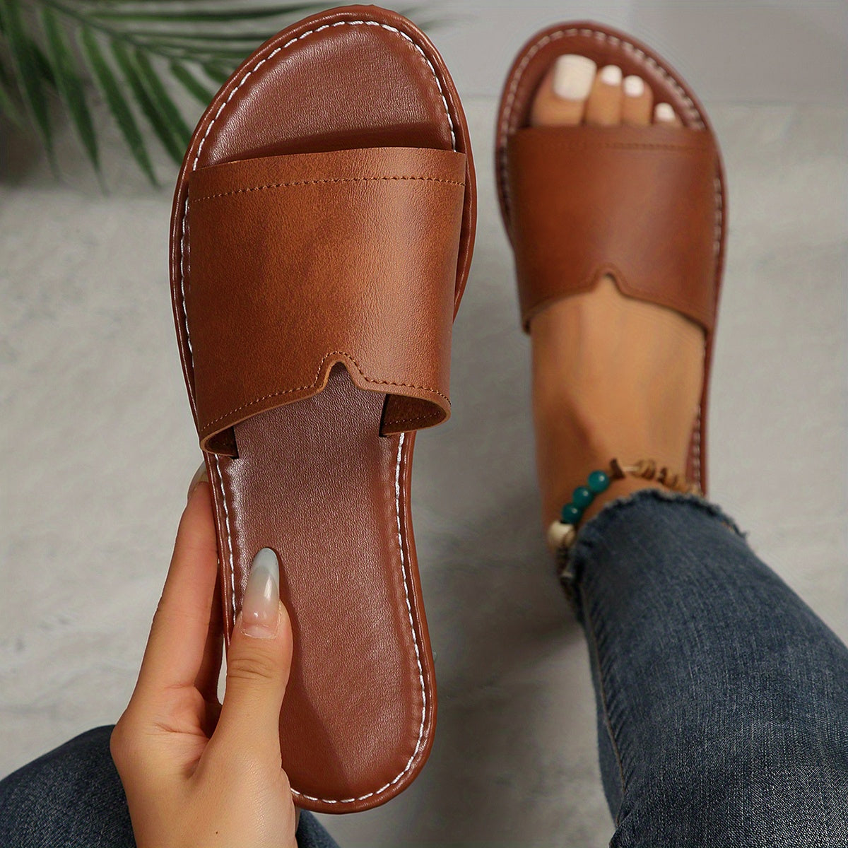 Berta | Sandalias planas de color liso
