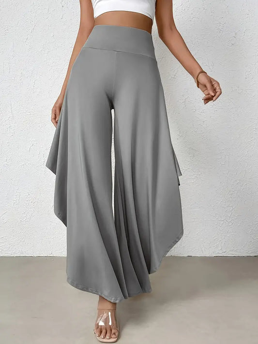 Ingrid - Pantalones de moda con elegantes perneras anchas y dobladillo asimétrico
