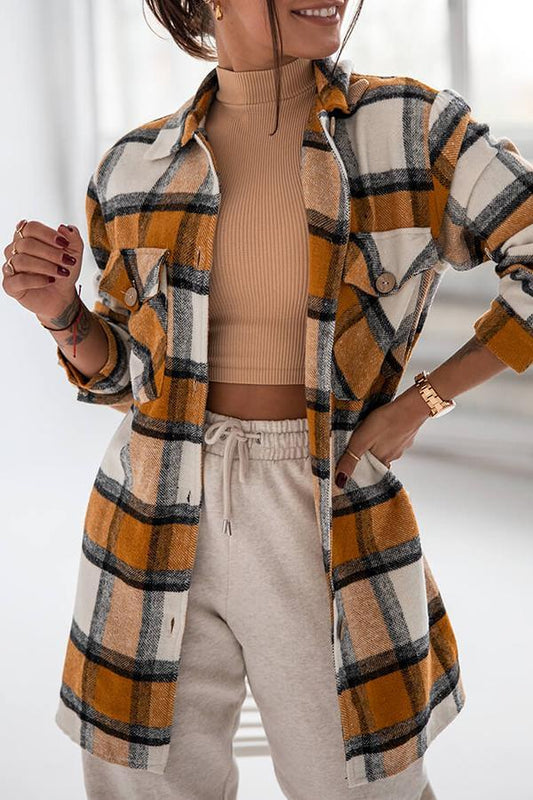 Marga - Elegante y cómoda blusa camisera a cuadros para mujer