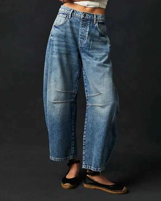 Adeline - Trendikkäät Mid Rise Barrel -farkut naisille