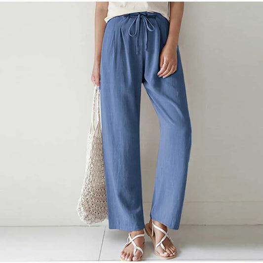 Gretel - Pantalón de pernera ancha y cintura elástica con bolsillo plisado