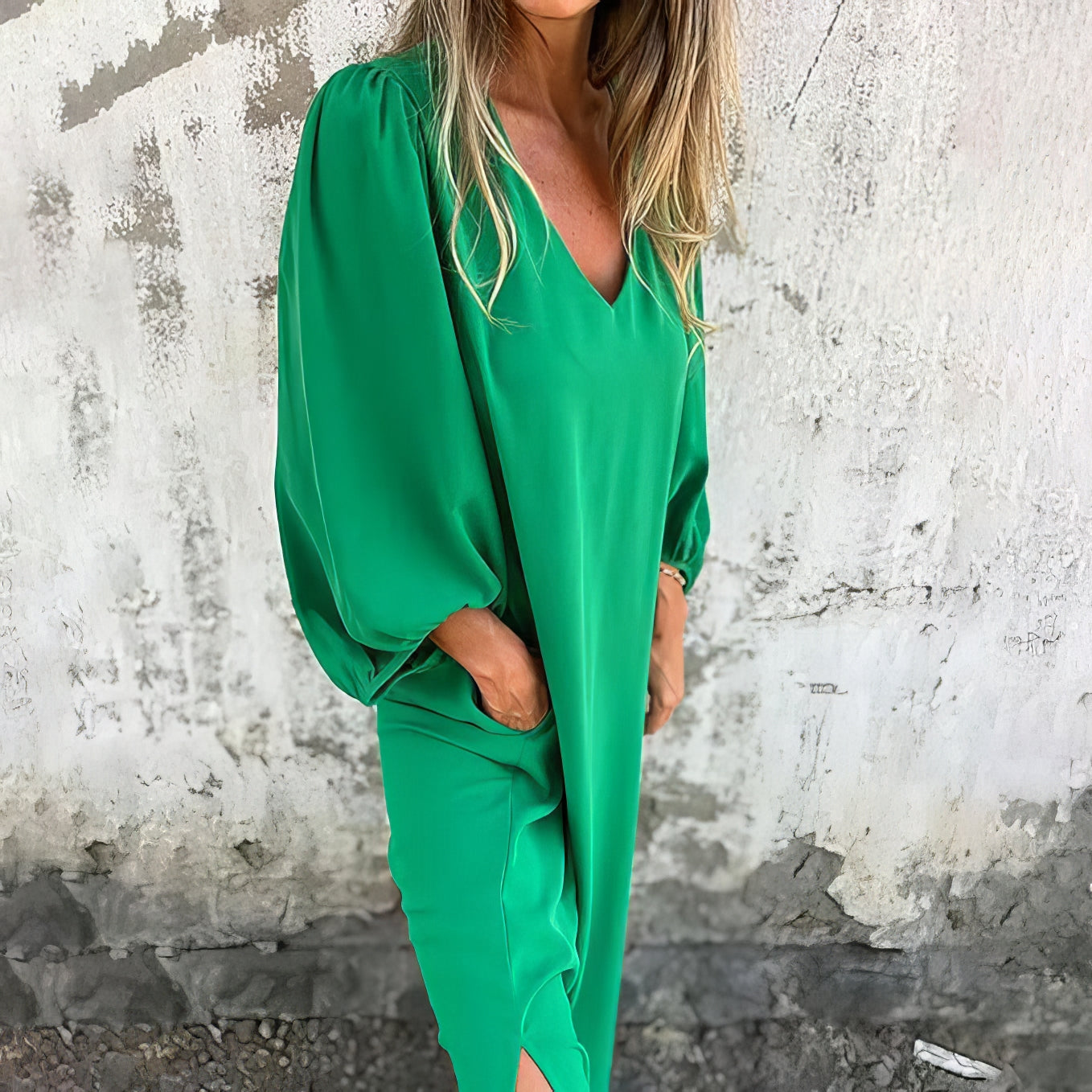LIVIA | Vestido Largo Bohemio Con Bolsillos Y Corte Estilizado