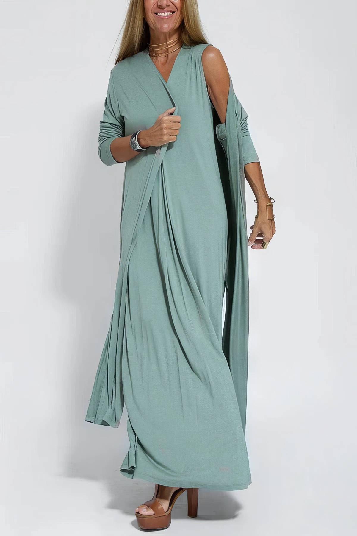 Bella - Vestido largo elegante + cárdigan a juego de regalo