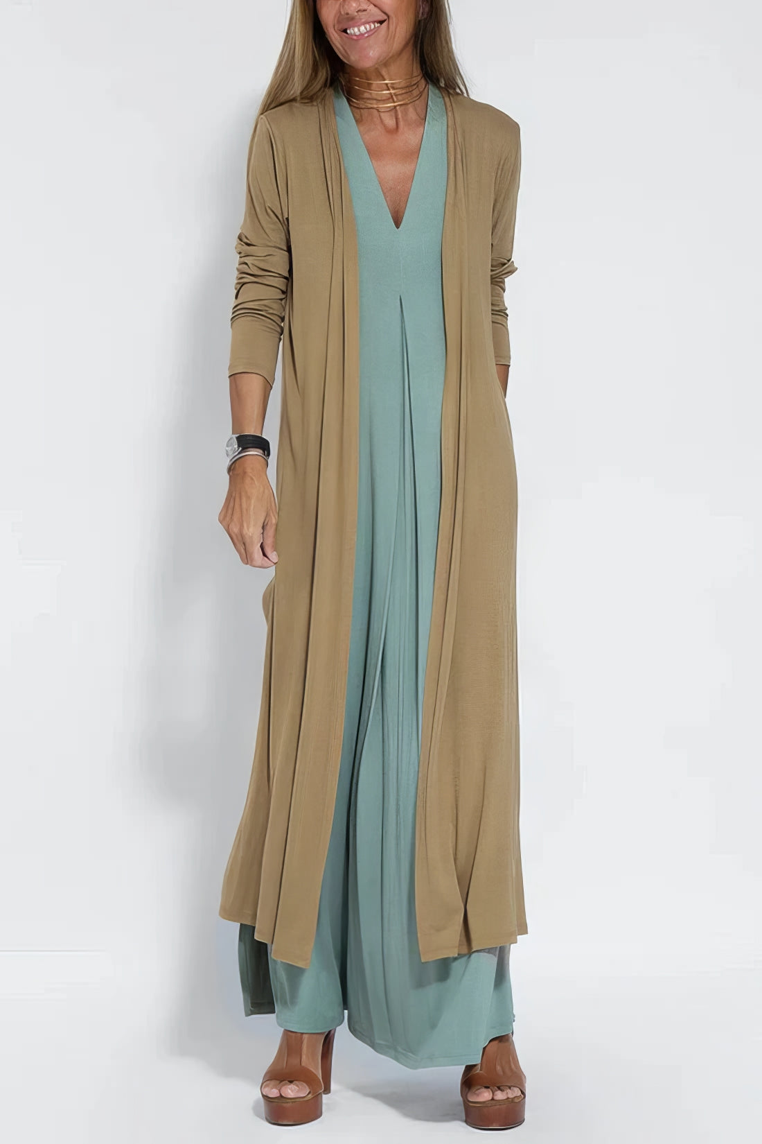 Bella - Vestido largo elegante + cárdigan a juego de regalo
